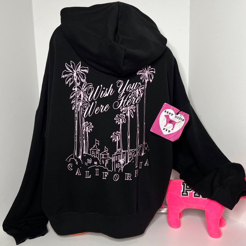 Victoria’s Secret PINK L XXL Logo California Wish You Were Here Zip Up Hoodie